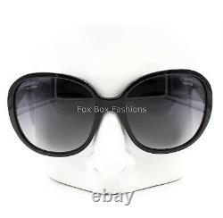 Chanel 5285 760/S8 Sunglasses Polished Black Silver CC Logo Gray Polarized