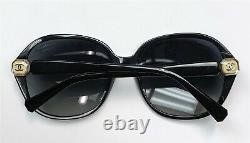 Chanel 5285 760/S8 Sunglasses Polished Black Silver CC Logo Gray Polarized