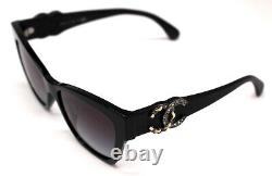 Chanel 5456-Q-A Cocomark Sunglasses 54-16 140 Brown Black Off-White Women's