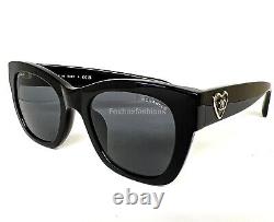 Chanel 5478 501/S4 Sunglasses Polished Black with Gold Heart CC Logo