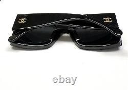Chanel 5480H 622/T8 Sunglasses Polished Black with Glass Pearls Gold CC Polarized