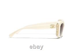 Chanel 5481H 1255/S6 Sunglasses Creamy White with Glass Pearls Gold CC Logo