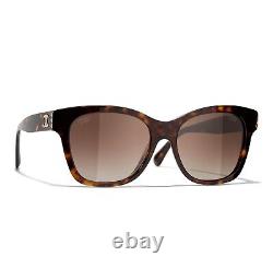 Chanel 5482H 714/S9 Sunglasses Brown Tortoise with Glass Pearls Gold CC Logo