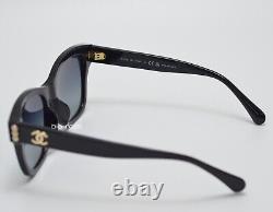 Chanel 5482-H Polished Black Frame with Pearls + Gold CC Logo Women Sunglasses