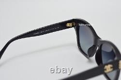 Chanel 5482-H Polished Black Frame with Pearls + Gold CC Logo Women Sunglasses