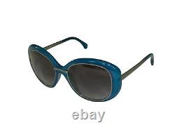 Chanel 6045-T 1430/S6 Sunglasses Oversized Blue Gunmetal Silver Case Women Italy