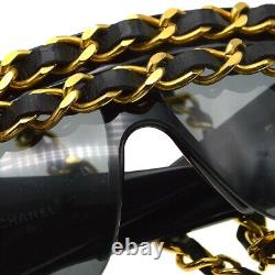 Chanel Chain Sunglasses Eyewear Black Gold Acrylic 01456 94305 171048