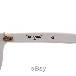 Chanel Most Wanted Sunglasses Round Paris Logo Vintage White Black CC Half Tint
