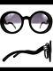 Chanel New Half Tint Sunglasses Black Round Cc Logo Wavy Arm S5018 5018