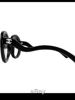 Chanel New Half Tint Sunglasses Black Round CC Logo Wavy Arm S5018 5018