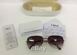 Chloe Sunglasses Heart Bling CL2262 01 Light Gold New Sun Glasses