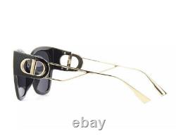 Christian Dior 30Montaigne 1 0807/2K Black Gold Gray Lens Women Sunglasses Large