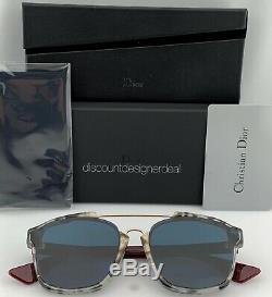 Christian Dior Abstract Square Sunglasses Marble Frame Burgundy Blue Lens 1QXA9
