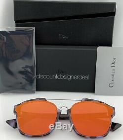 Christian Dior Abstract Square Sunglasses Muave Havana Frame Orange mirror YH0A1