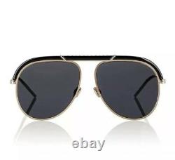 Christian Dior Desertic 2M2 Black Gold Grey Lens Men Women Sunglasses Authentic