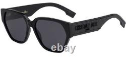 Christian Dior Diorid1 0807/2K Black Dark Grey Dior Logo Women Sunglasses New