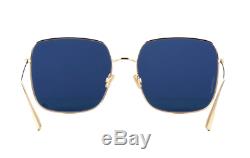 Christian Dior Stellaire 1 LKSA9 Gold with Blue Lenses Square Sunglasses