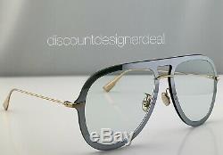 Christian Dior Ultime1 Aviator Sunglasses VGVA9 Silver Frame Clear Lens 57mm NEW