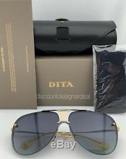 DITA DECADE TWO Aviator Sunglasses DRX-2082 Silver 18k Gold Grey Gradient 62mm