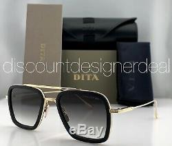 DITA FLIGHT 006 Sunglasses Gold Black Frame Gray Gradient Lens 7806-B-BLK-GLD-52
