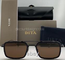 DITA FLIGHT EIGHT Rect Sunglasses Matte Black Navy Blue Brown Lens DTS134-53-03
