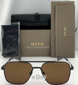 DITA FLIGHT SEVEN Sunglasses Black Iron Brown Lens DTS111-57-03 NEW
