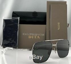 DITA FLIGHT SEVEN Sunglasses Black Silver Gray Polarized Lens DTS111-57-05 NEW