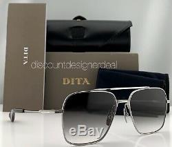 DITA FLIGHT SEVEN Sunglasses Silver Frame Gray Gradient Lens DTS111-57-01 57mm