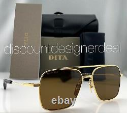 DITA FLIGHT SEVEN Sunglasses Yellow Gold Brown Polarized Lens DTS111-57-06 NEW