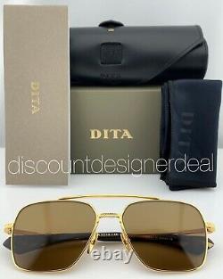DITA FLIGHT SEVEN Sunglasses Yellow Gold Brown Polarized Lens DTS111-57-06 NEW
