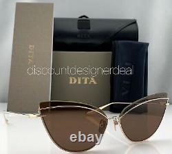 DITA INTERWEAVER Cateye Sunglasses DTS527-63-01 Gold Frame Brown Lenses NEW