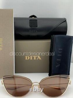 DITA INTERWEAVER Cateye Sunglasses DTS527-63-01 Gold Frame Brown Lenses NEW