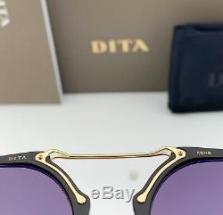 DITA KOHN Round Sunglasses DTS119-49-04 Gold Black Gray Lens 54mm Brand New