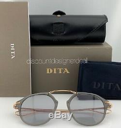 DITA KOHN Round Sunglasses DTS119-49-05 Rose Gold Gray Trans Light Gray Lenses