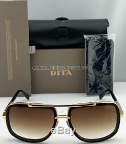 DITA MACH ONE Square Sunglasses Black 18K Gold Brown Gradient DRX-2030B-59