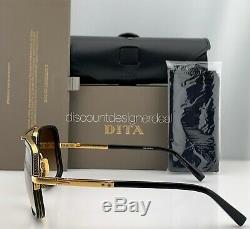 DITA MACH ONE Square Sunglasses Black 18K Gold Brown Gradient DRX-2030B-59