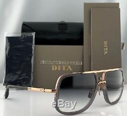 DITA MACH ONE Square Sunglasses Gray Transparent 18K Rose Gold Gray Gradient