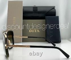 DITA MACH ONE Square Sunglasses Matte Black Frame 12K Gold Green Gradient 59 NEW