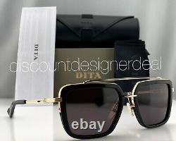 DITA MACH SEVEN Square Sunglasses DTS135-56-01 Black Gold Frame Gray Lens NEW
