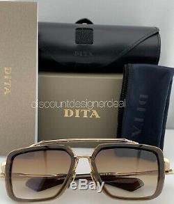 DITA MACH SEVEN Square Sunglasses DTS135-56-02 Brown Pale Gold Brown Gradient