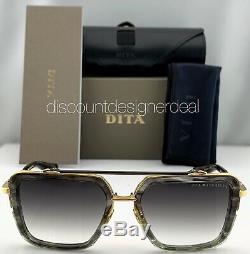 DITA MACH SEVEN Square Sunglasses DTS135-56-03 Gray Swirl Gold Gray Gradient NEW