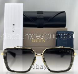 DITA MACH SEVEN Square Sunglasses DTS135-56-03 Grey Swirl Gold Grey Gradient NEW