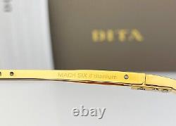 DITA MACH SIX Square Sunglasses 18K Yellow Gold Frame Gray Gradient Lenses 62-01