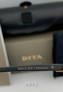 DITA MACH SIX Sunglasses DTS121-62-03 Matte Black Brown Gradient Lens 62mm NEW