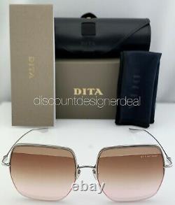 DITA METAMAT Sunglasses DTS526-59-01 Silver Frame Brown Gradient Lenses 59mm NEW