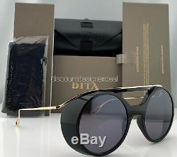 DITA NACHT ONE Round Sunglasses DTS108-56-01 Black Gold Gray Flash 56mm Large
