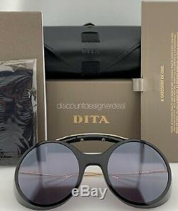DITA NACHT ONE Round Sunglasses DTS108-56-01 Black Gold Gray Flash 56mm Large