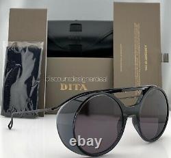 DITA NACHT ONE Round Sunglasses DTS108-56-02 Black Iron Gray Lens 56mm Large