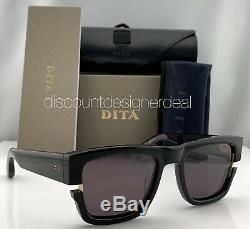 DITA SEKTON Square Sunglasses DTS122-53-01 Black Frame Yellow Gold Gray Lens NEW