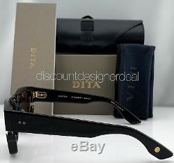 DITA SEKTON Square Sunglasses DTS122-53-01 Black Frame Yellow Gold Gray Lens NEW